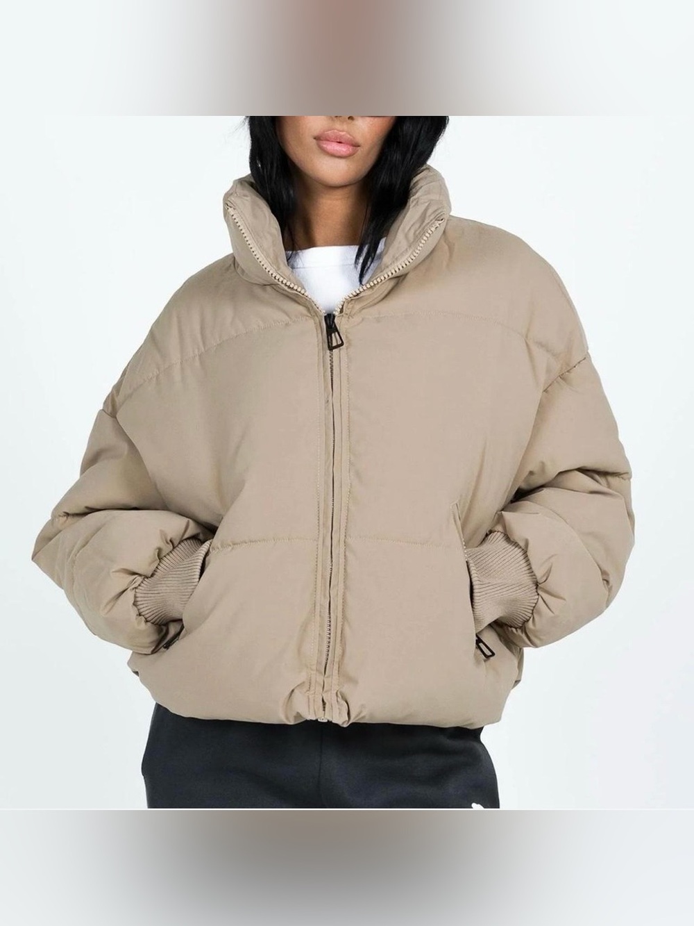 Princess Polly Beige 7th Avenue Puffer Jacket Winter Coat Lined Classic Size 10